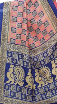 Soft Pink and Blue Saree with Peacocks